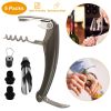 5 Pcs Wine Bottle Opener Set Wine Accessories Kit W/ Corkscrew Pourer Stopper Vacuum Pump For Home Use Sommeliers Waiters Bartenders