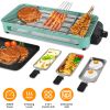 2000W Electric Indoor Grill 2 In 1 Electric Bbq Gill With Grill Net Removable Plate 5 Temperature Control 3 Small Trays Dishwasher Safe