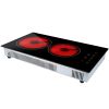 Dual Induction Burners Electric Cooktop 110V Total 1900W Electric Stove Built-In Electric Ceramic Stove With Timer Setting 9 Firepower Levels Over Hea