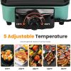 2000W Electric Indoor Grill 2 In 1 Electric Bbq Gill With Grill Net Removable Plate 5 Temperature Control 3 Small Trays Dishwasher Safe