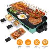 2000W Electric Indoor Grill 2 In 1 Electric Bbq Gill With Grill Net Removable Plate 5 Temperature Control 3 Small Trays Dishwasher Safe