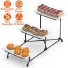 3-Tier Plastic Serving Tray Dessert Server Display Serving Stand Dinnerware With 3 Rectangular Plastic Serving Platters Metal Stand For Entertaining F