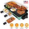 2000W Electric Indoor Grill 2 In 1 Electric Bbq Gill With Grill Net Removable Plate 5 Temperature Control 3 Small Trays Dishwasher Safe