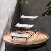 3-Tier Plastic Serving Tray Dessert Server Display Serving Stand Dinnerware With 3 Rectangular Plastic Serving Platters Metal Stand For Entertaining F