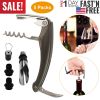5 Pcs Wine Bottle Opener Set Wine Accessories Kit W/ Corkscrew Pourer Stopper Vacuum Pump For Home Use Sommeliers Waiters Bartenders