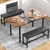 Modern 3-Piece Dining Set with Expandable Kitchen Table and 2 Backless Benches