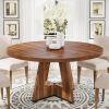 Farmhouse 47-inch Round Kitchen Dining Table in Vintage Brown Wood Finish