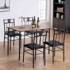 Farmhouse 5-Piece Dining Set with Wood-Top Table and 4 Cushioned Chairs