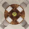 Modern Kitchen 4-Person Circular Dining Table in Rustic Brown Wood Finish