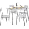 Modern 5-Piece Dining Set with White Faux Marble Top Table and 4 Chairs