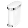 White 12-Gallon Narrow Kitchen Trash Can with Easy Step-on Lid