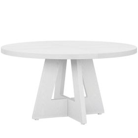 Modern Kitchen Round Circular Dining Table in White Wood Finish