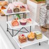 3-Tier Plastic Serving Tray Dessert Server Display Serving Stand Dinnerware With 3 Rectangular Plastic Serving Platters Metal Stand For Entertaining F