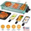 2000W Electric Indoor Grill 2 In 1 Electric Bbq Gill With Grill Net Removable Plate 5 Temperature Control 3 Small Trays Dishwasher Safe