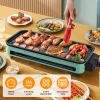 2000W Electric Indoor Grill 2 In 1 Electric Bbq Gill With Grill Net Removable Plate 5 Temperature Control 3 Small Trays Dishwasher Safe