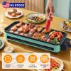2000W Electric Indoor Grill 2 In 1 Electric Bbq Gill With Grill Net Removable Plate 5 Temperature Control 3 Small Trays Dishwasher Safe