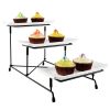 3-Tier Plastic Serving Tray Dessert Server Display Serving Stand Dinnerware With 3 Rectangular Plastic Serving Platters Metal Stand For Entertaining F