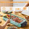 2000W Electric Indoor Grill 2 In 1 Electric Bbq Gill With Grill Net Removable Plate 5 Temperature Control 3 Small Trays Dishwasher Safe