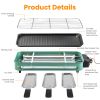 2000W Electric Indoor Grill 2 In 1 Electric Bbq Gill With Grill Net Removable Plate 5 Temperature Control 3 Small Trays Dishwasher Safe