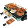 2000W Electric Indoor Grill 2 In 1 Electric Bbq Gill With Grill Net Removable Plate 5 Temperature Control 3 Small Trays Dishwasher Safe
