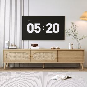 Boho TV Stand For TVs Up To 80'' , Modern Farmhouse Media Console, Entertainment Center With Solid Wood Legs, TV Cabinet For Living Room, Home Th (Option: Natural)