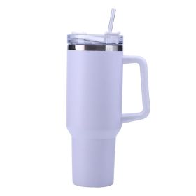 30 oz Straw Coffee Insulation Cup With Handle Portable Car Stainless Steel Water Bottle LargeCapacity Travel BPA Free Thermal Mug (Color: 30oz White, Capacity: 1PC)
