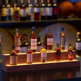 LED Lighted Liquor Bottle Display Shelf, 37 Inch Bar Display Shelf, DIY Illuminated Bottle Shelf with App & Remote Control (Color: as Pic)